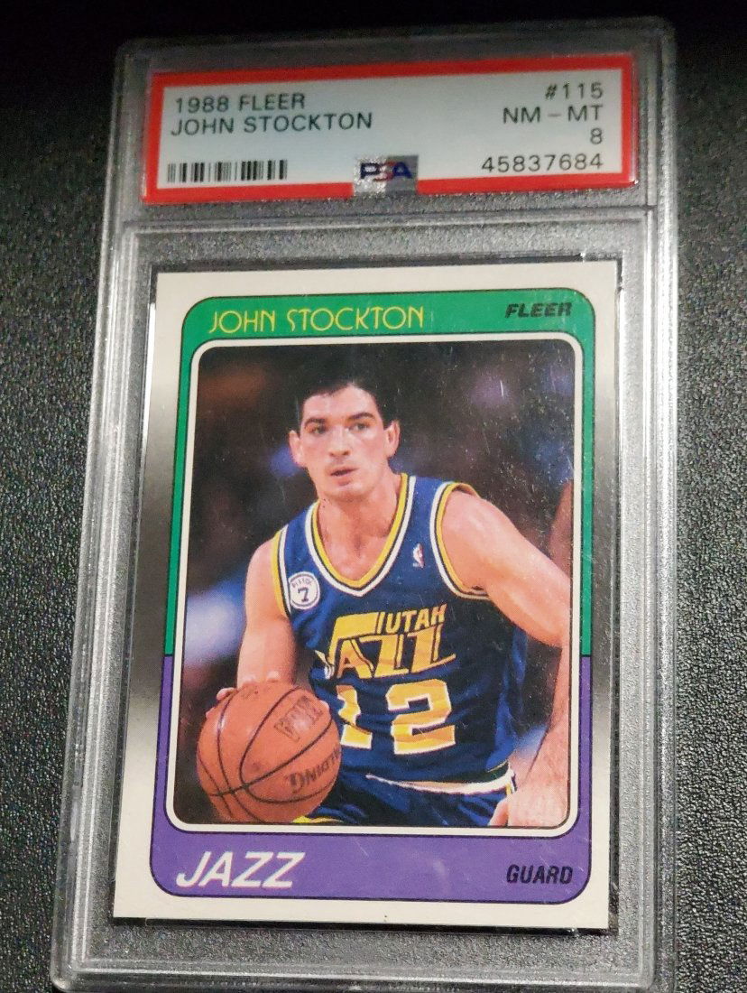 1988 Fleer Basketball John Stockton Rookie Psa 8 (1 of 1)