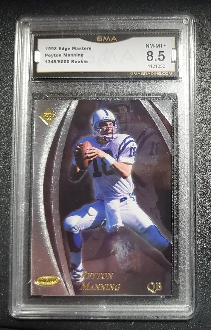 1998 COLL EDGE MASTERS /5000 PEYTON MANNING RC ROOKIE #: 1998 COLL EDGE MASTERS 1345/5000 PEYTON MANNING RC ROOKIE #73 GMA 8.5