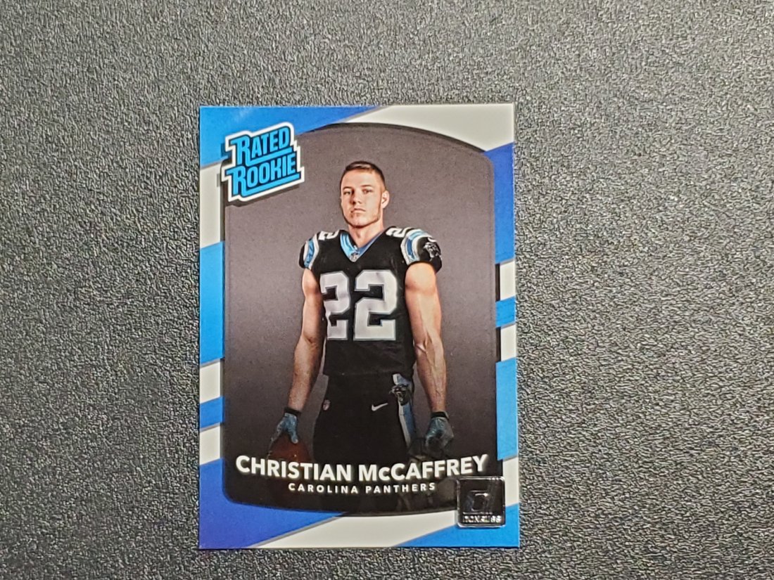 2017 Donruss Rated Rookie, Christian McCaffrey, 318: 2017 Donruss Rated Rookie, Christian McCaffrey, Carolina Panthers, Card #318