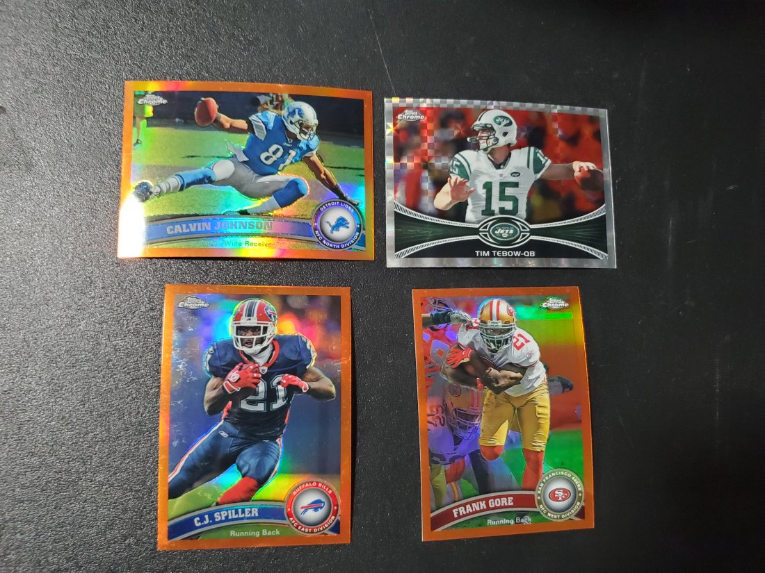 4 refractor xfractor star NFL Cards Calvin Johnson Tim: Tim TebowCalvin JohnsonC.J. SpillerFrank Gore