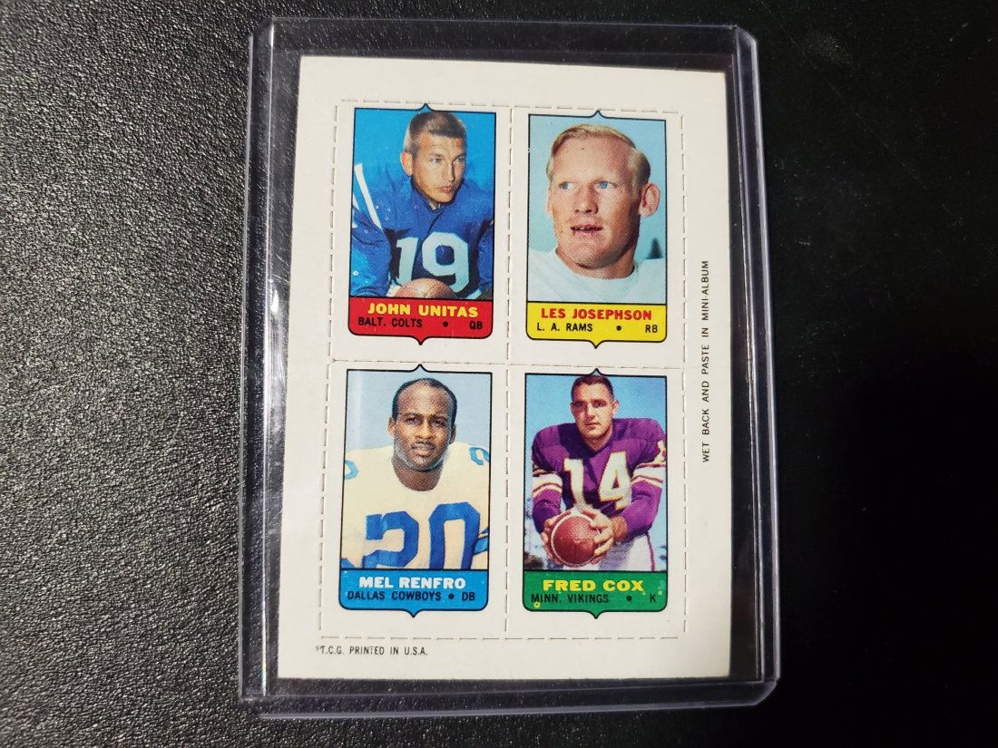1969 Topps Mini-Cards (4-in-1) Johnny Unitas Les Joseph (1 of 1)
