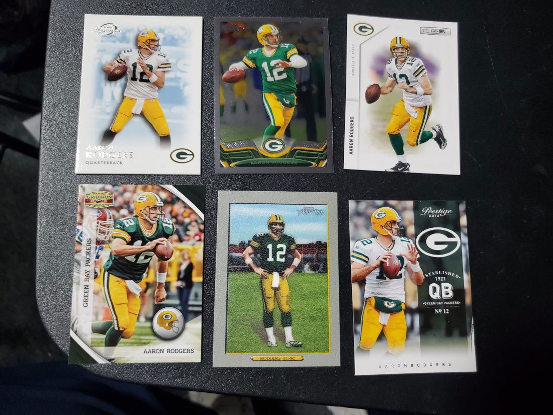 6 Aaron Rodgers Cards Chrome, Prestige, Turkey red (1 of 1)