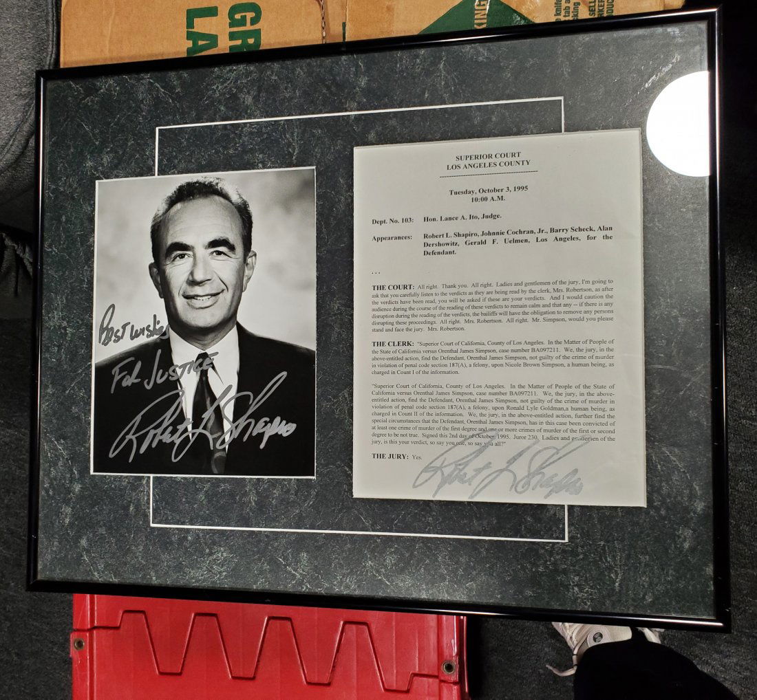 Robert Shapiro Autographed Framed photo OJ Jury results (1 of 1)