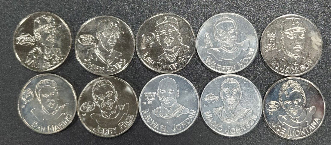 10 Sports Coins Michael Jordan, Magic Johnson, Joe Mont (1 of 1)