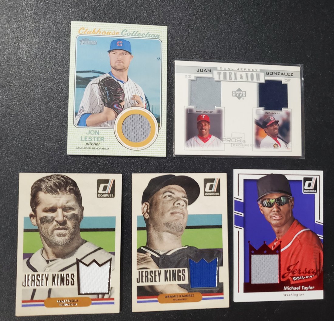 5 Jersey Cards Jon Lester, Juan Gonzalez, Aramis Ramire (1 of 1)