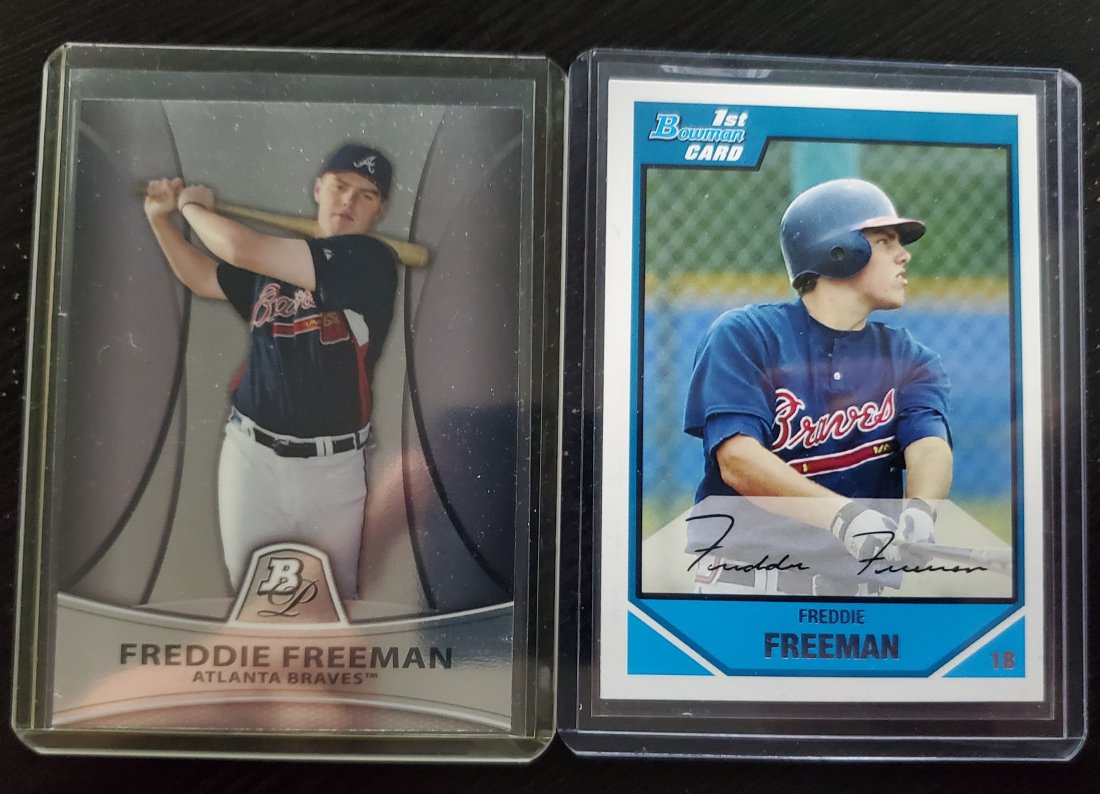 2 Freddie Freeman RC cards  Bowman 1st Bowman Platinum (1 of 1)