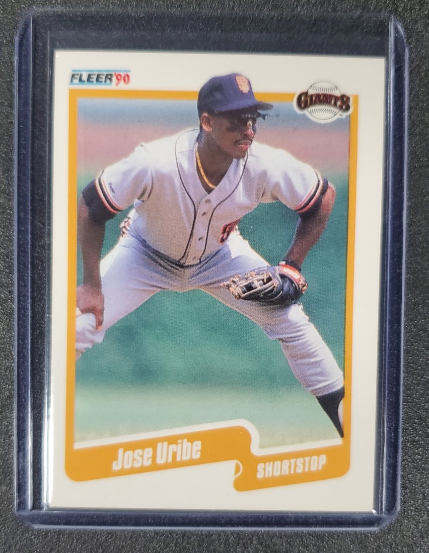 1990 Fleer "Jose Uribe" RARE #74 DOB ''ERROR'' Card - G: 1990 Fleer "Jose Uribe" RARE #74 DOB ''ERROR'' Card - Giants