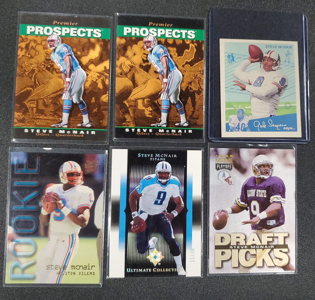 6 Steve McNair Rookie Cards SP, Playoff, Fleer (1 of 1)