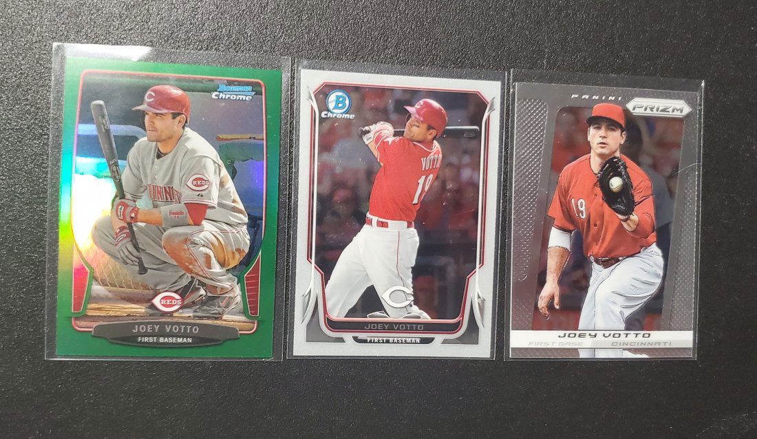 3—Joey Votto (2013 Prizm, 2013 Bowman Chrome Green Refr (1 of 1)