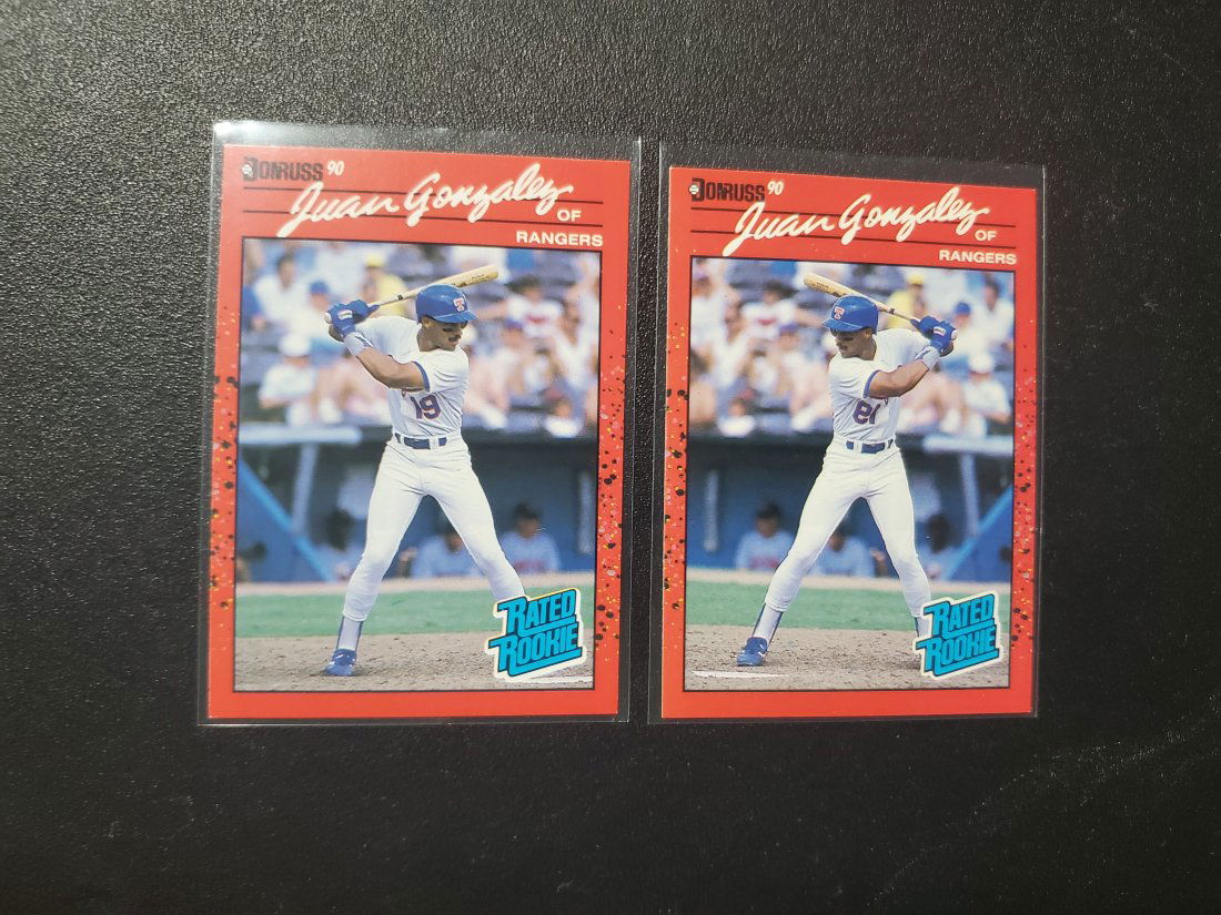 2-1990 Donruss Juan Gonzalez RC Error Cards (1 of 2)