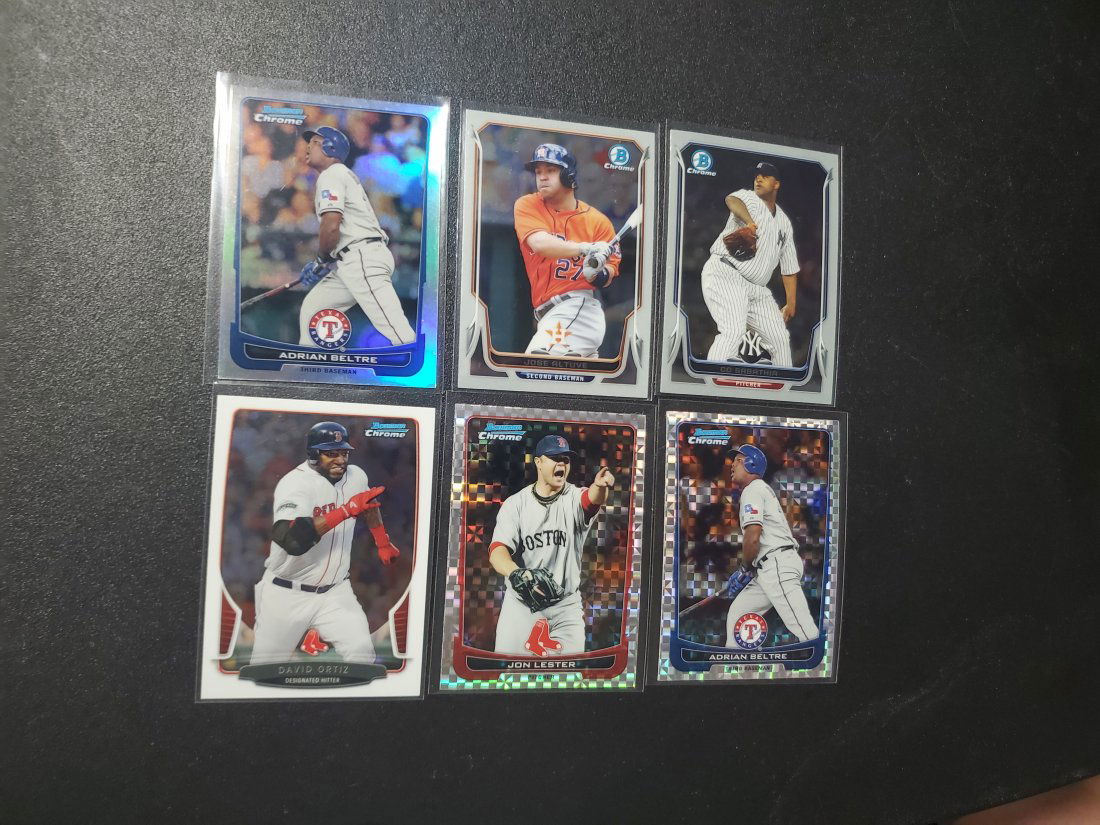 6 Bowman Chrome cards Altuve, Sabthia, Ortiz, Beltre, (1 of 1)