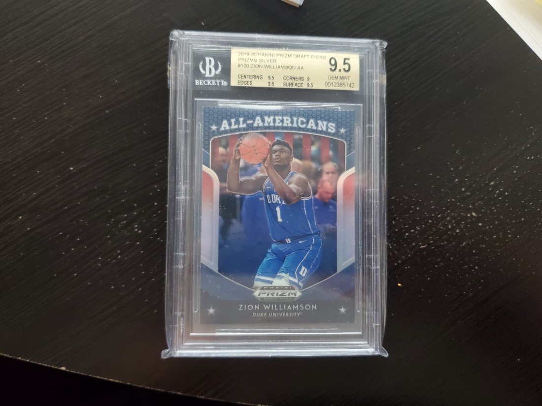 2019 Prizm Draft All Americans Zion Williams BGS 9.5: 2019 Prizm Draft Picks All Americans Silver Pulsar Zion Williamson BGS 9.5 Rookie
