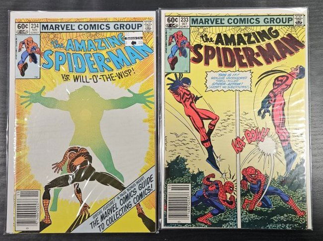 Amazing Spiderman 233-234 John Romita Jr Art: Amazing Spider-Man #233 NM- Romita Tarantula Ben Urich Ned Leeds Amy Powell1982 Amazing Spider-Man #234 Marvel Comic Boo John Romita