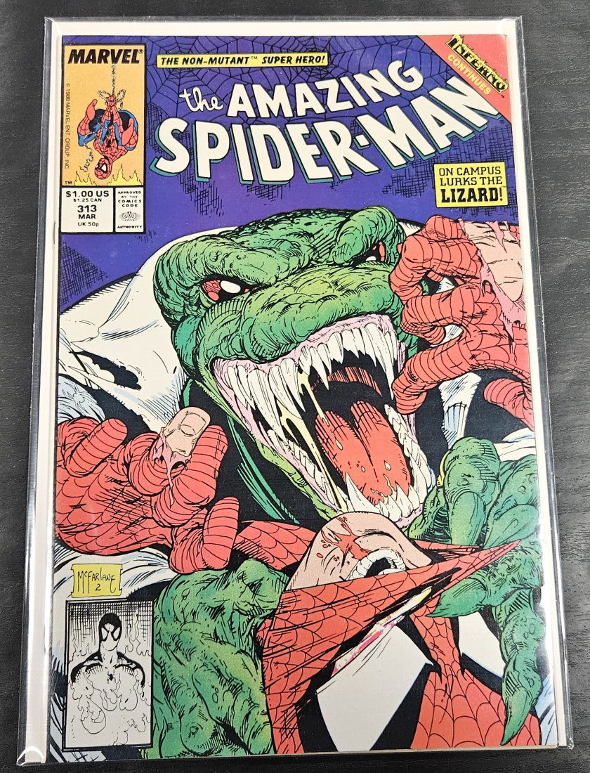 AMAZING SPIDER-MAN # 313-MCFARLANE-ON CAMPUS LURKS LIZARD-SLITHEREENS: AMAZING SPIDER-MAN # 313-MCFARLANE-ON CAMPUS LURKS LIZARD-SLITHEREENS
