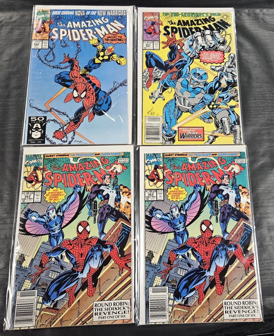 Amazing Spiderman 351,352,353x2: Amazing Spiderman 351,352,353x2Amazing Spider-Man #351 1st Bagley Art Run Nova Appearance Vs Tri-sentinelAmazing Spider-Man #352-Nova Appearance!Amazing Spider-Man #353 RARE PUNISHER APP. (Marvel Comi
