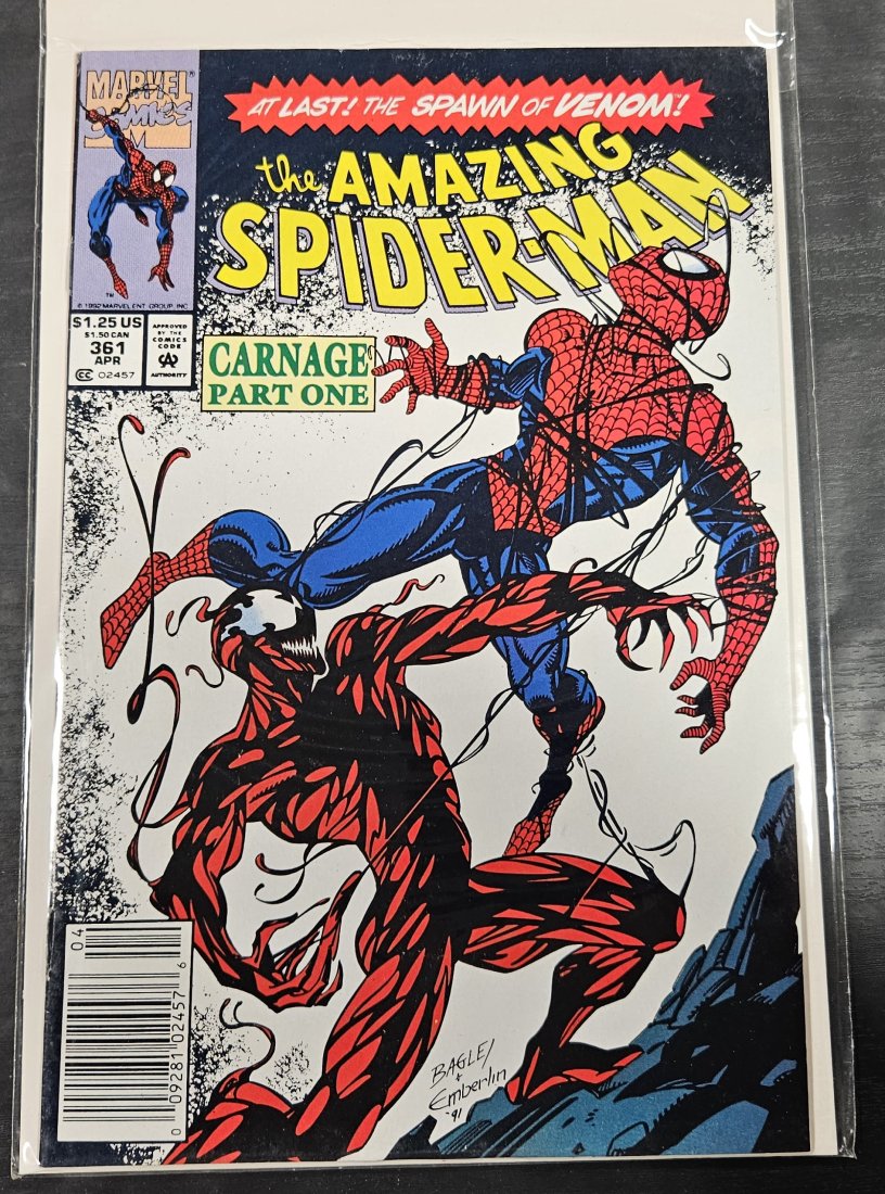The Amazing Spider Man # 361 (Apr. 1992,Marvel) 1st Carnage Appearance NEWSTAND: The Amazing Spider Man # 361 (Apr. 1992,Marvel) 1st Carnage Appearance NEWSTAND EDITION