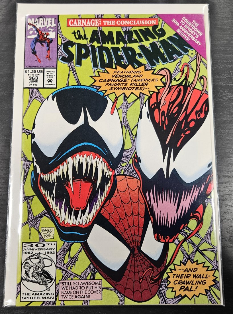 AMAZING SPIDER-MAN #363 Venom and Carnage Appearance Marvel Comics (1 of 1)