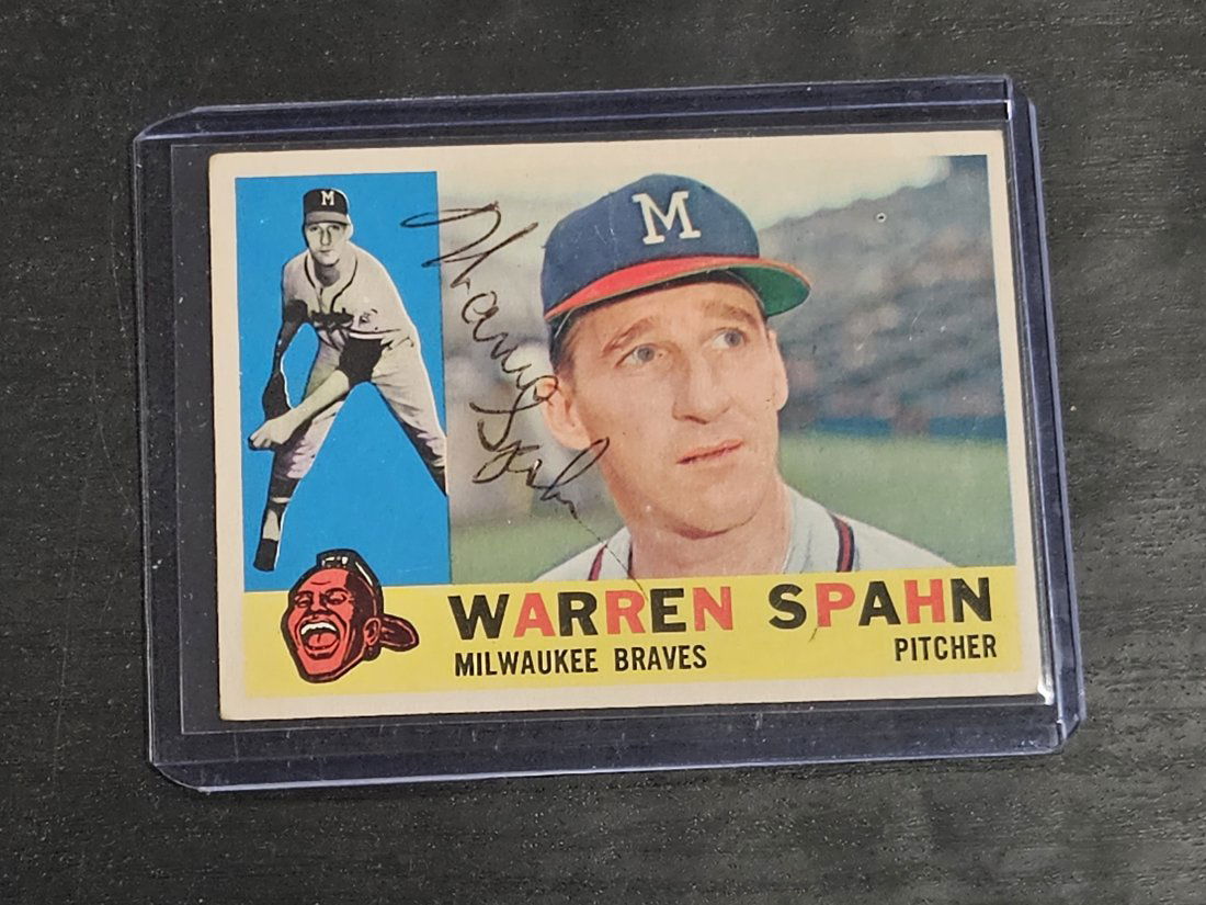 1960 TOPPS #445 WARREN SPAHN AUTOGRAPHED SIGNEd  CARD AUTO (1 of 1)