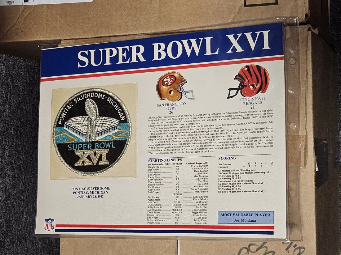 Super Bowl XVI Patch 49ers vs. Bengals (1 of 1)