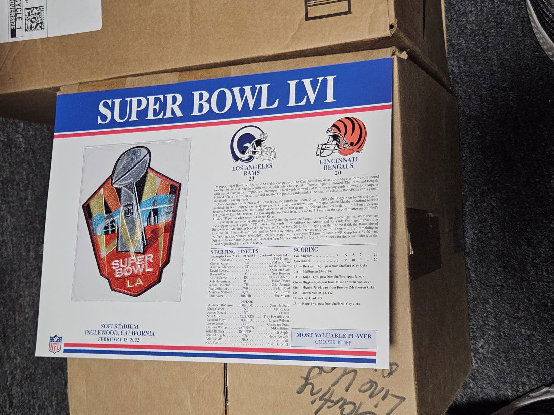 Super Bowl LVI Patch Rams vs. Bengals (1 of 1)