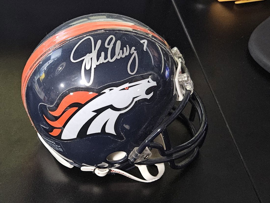 John Elway autographed mini helmet Denver Broncos (1 of 1)