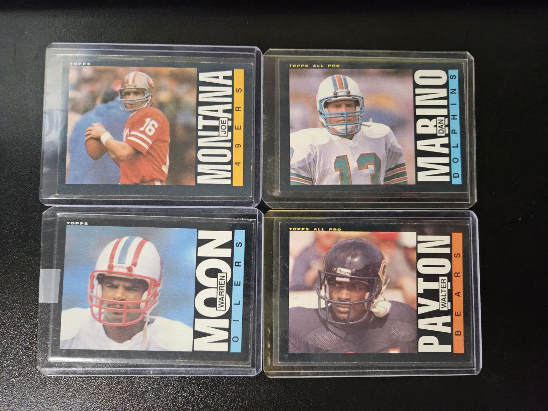 1985 Topps Football card Warren Moon RC, Joe Montana, Walter Payton and Dan Marino (1 of 1)