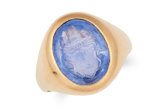 ANTIQUE SAPPHIRE INTAGLIO SEAL SIGNET (1 of 1)