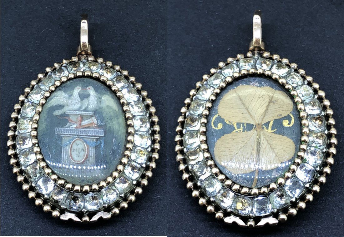ANTIQUE MEMORIAL PENDANT WITH MINIATURE PAINTING (1 of 3)