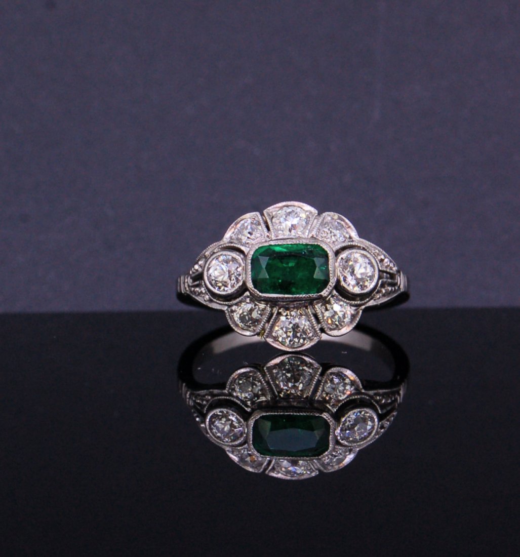 ART-DECO EMERALD AND DIAMOND RING (1 of 2)