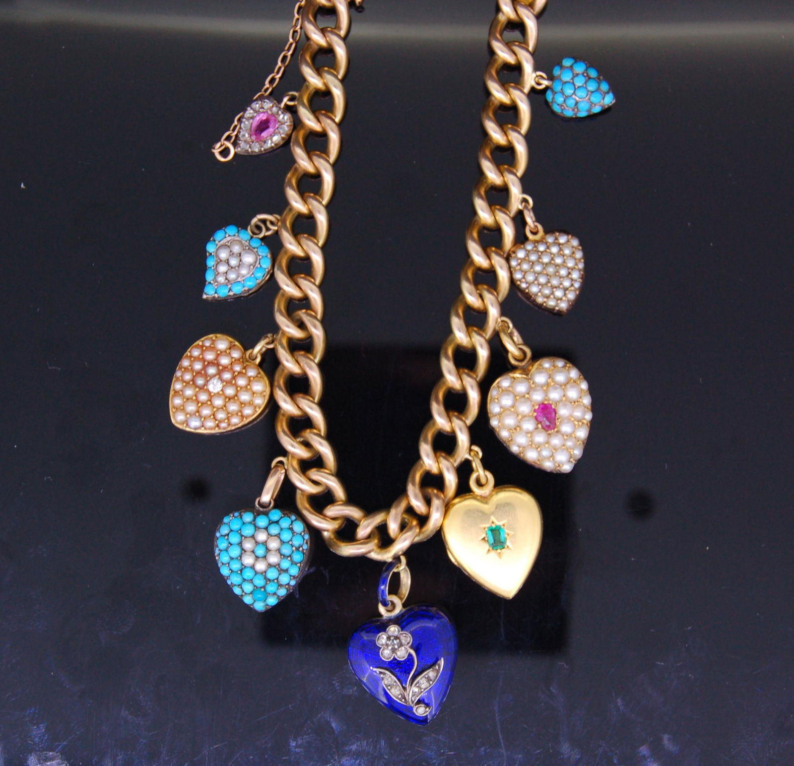 LINK BRACELET WITH HEART CHARMS (1 of 1)