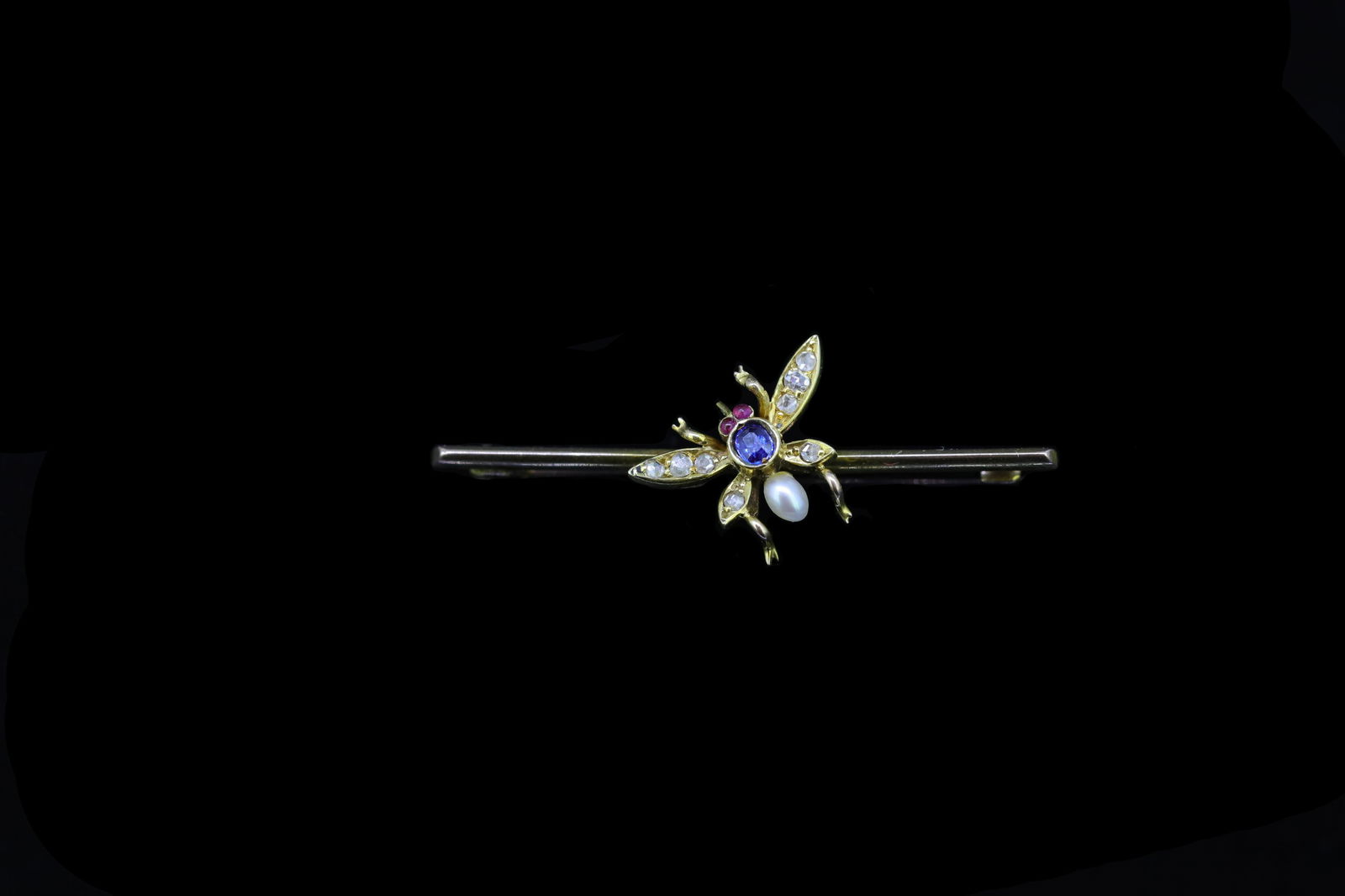 GEM SET FLY BAR BROOCH (1 of 2)
