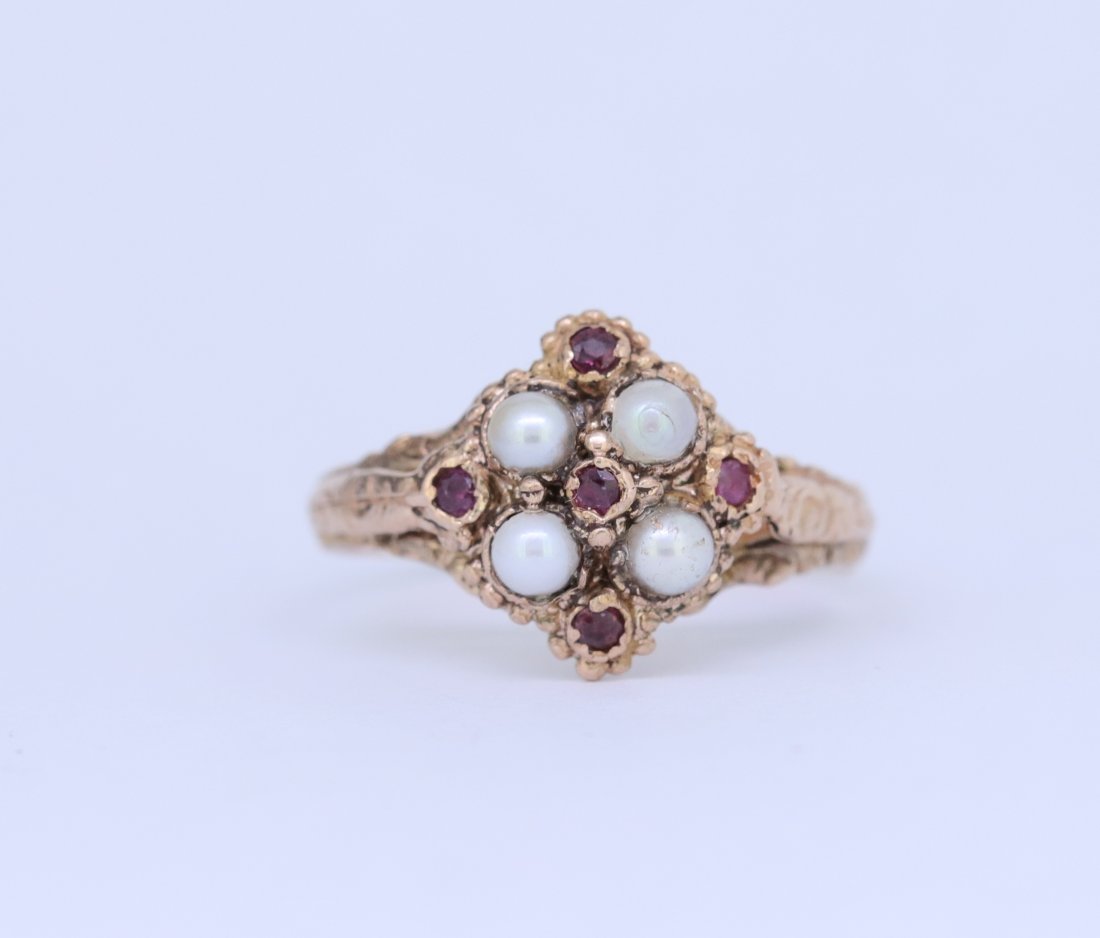 ANTIQUE RUBY AND PEARL RING (1 of 4)