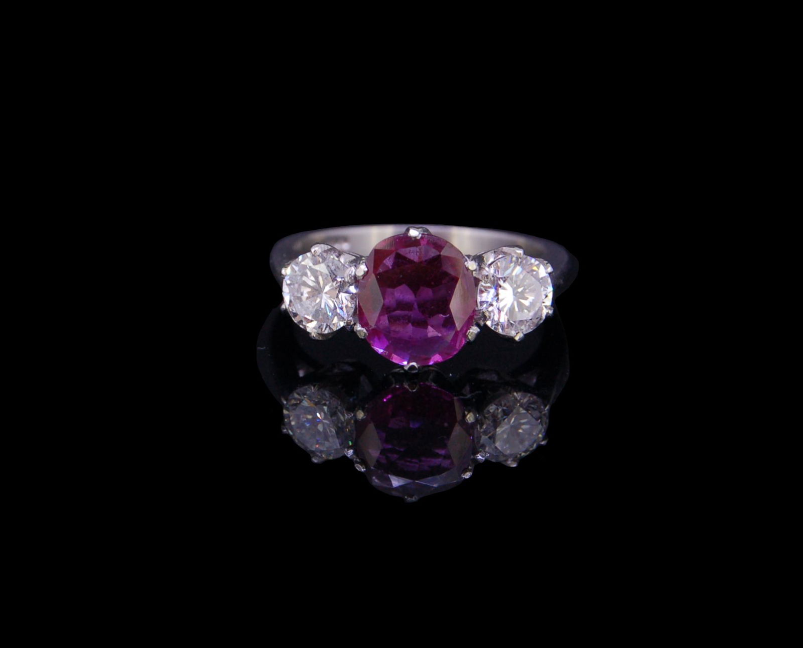 RUBY AND DIAMOND 3-STONE RING (1 of 3)