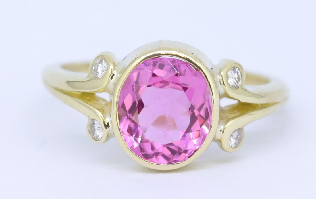 PINK TOURMALINE AND DIAMOND RING (1 of 3)