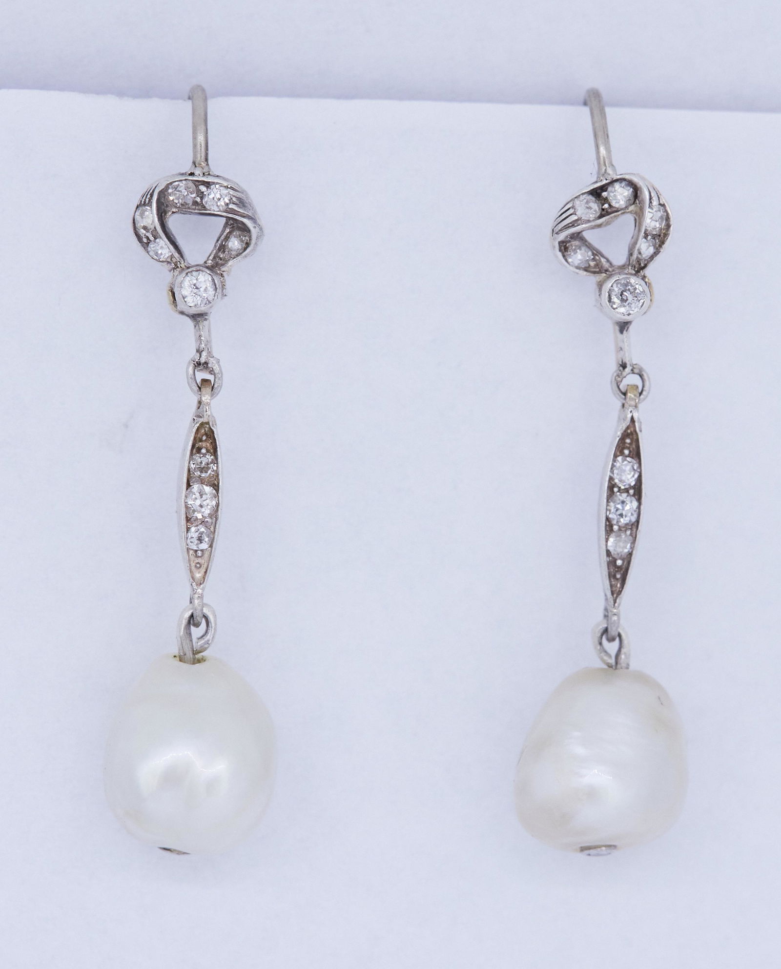 NATURAL PEARL AND DIAMOND DROP EARRINGS (1 of 1)