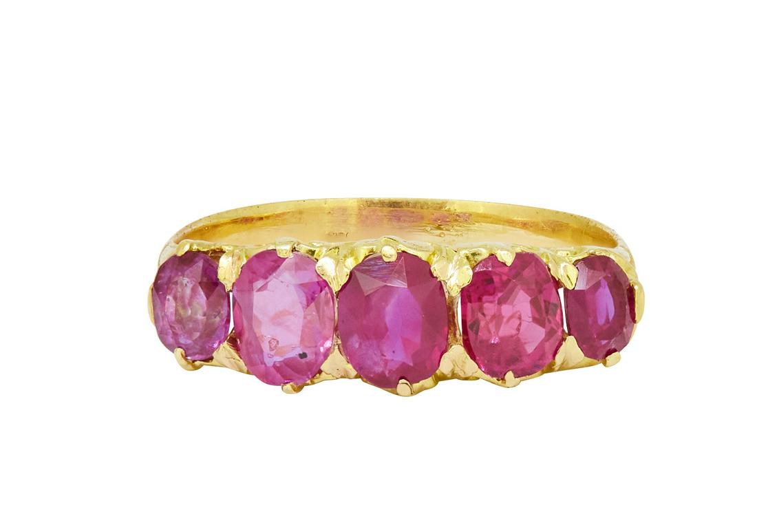 ANTIQUE 5-STONE RUBY RING (1 of 1)