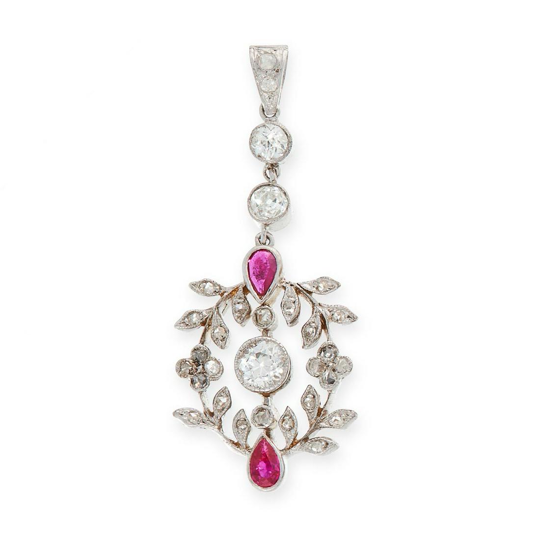 RUBY AND DIAMOND DROP PENDANT (1 of 1)