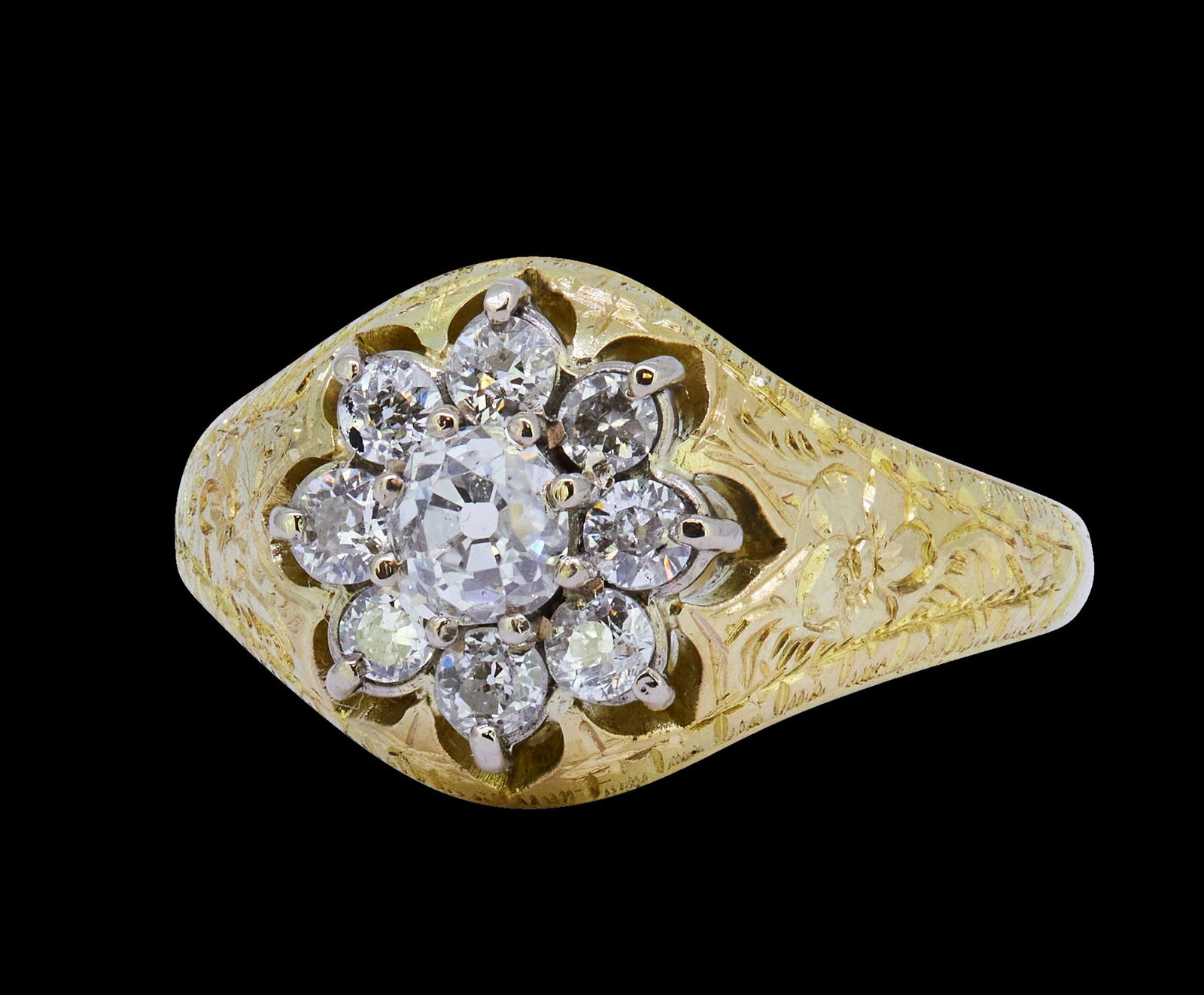ANTIQUE DIAMOND DAISY CLUSTER RING (1 of 1)