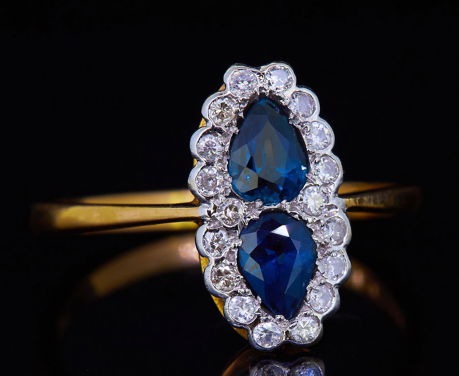 SAPPHIRE AND DIAMOND DOUBLE CLUSTER RING (1 of 1)