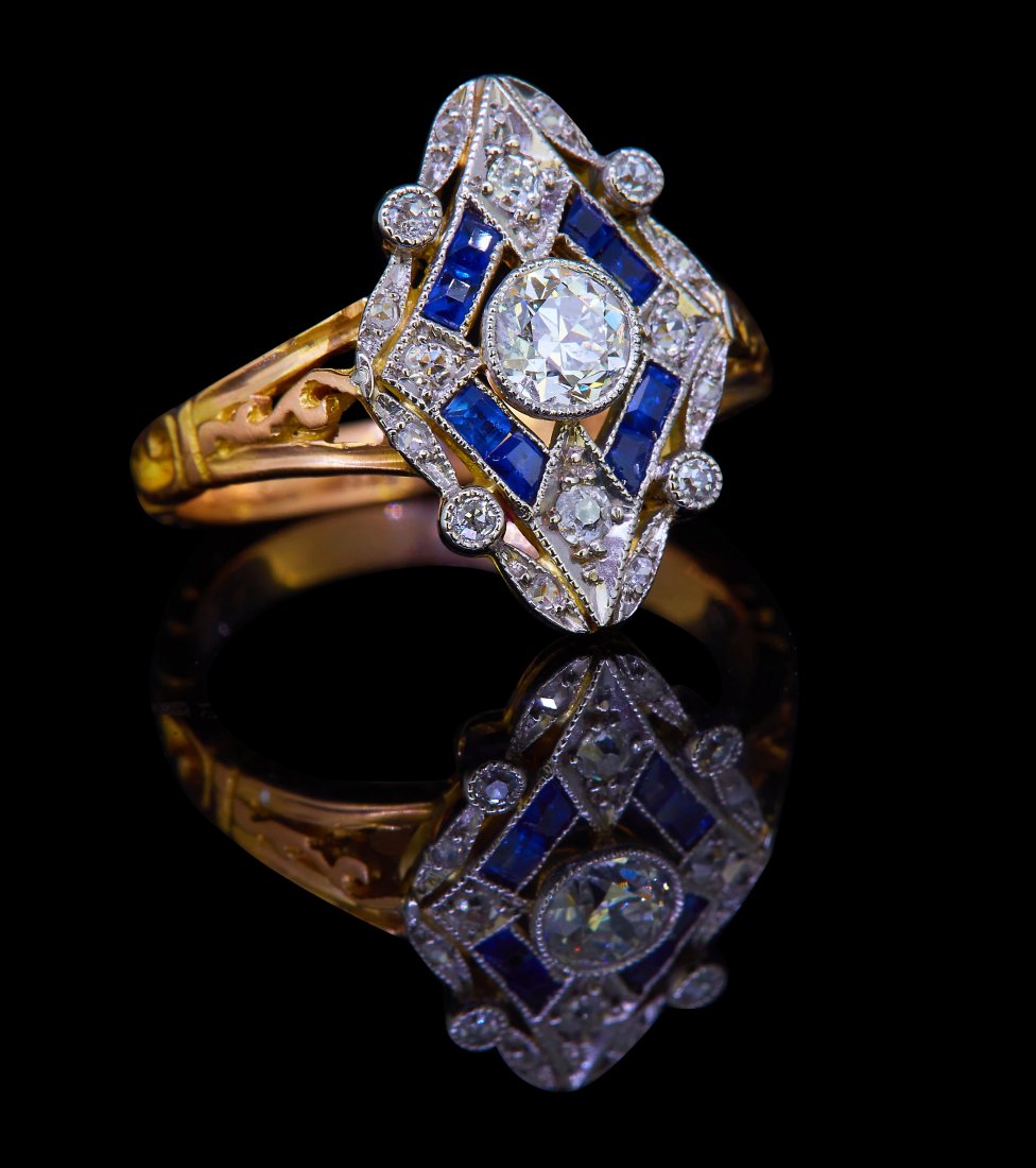 SAPPHIRE AND DIAMOND DRESS RING (1 of 1)