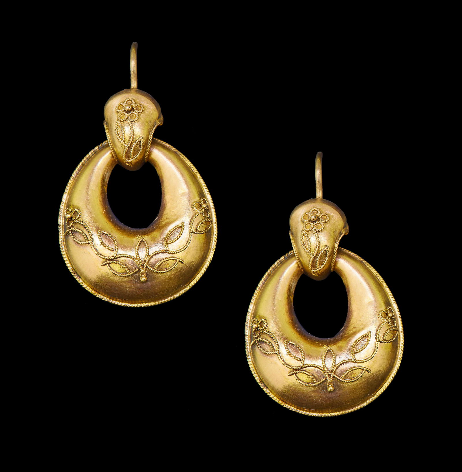 ANTIQUE VICTORIAN PAIR OF DROP HOOP EARRINGS (1 of 1)