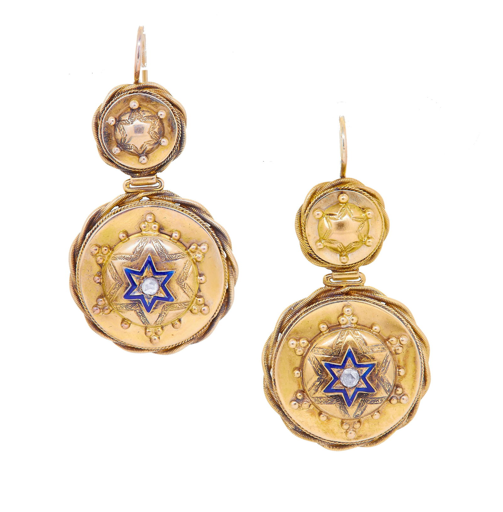 ANTIQUE VICTORIAN PAIR OF DIAMOND AND ENAMEL DROP (1 of 1)