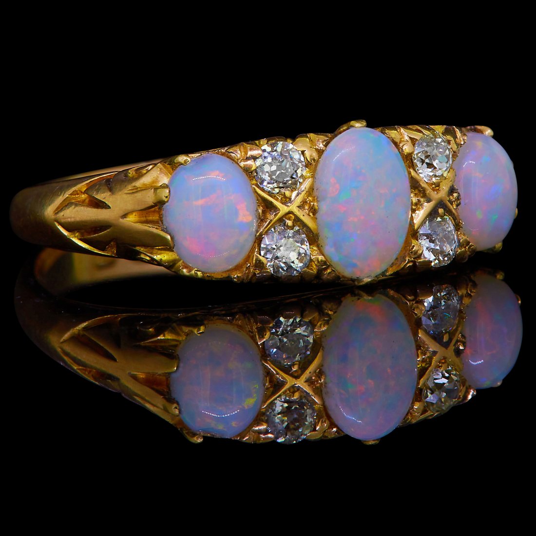 OPAL AND DIAMOND DRESS RING (1 of 1)