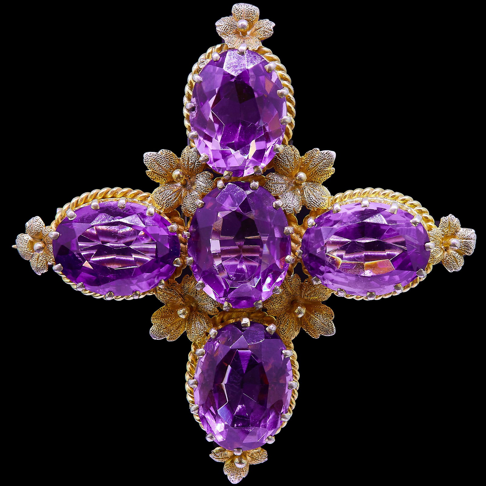 -NO RESERVE- ANTIQUE VICTORIAN AMETHYST BROOCH (1 of 1)