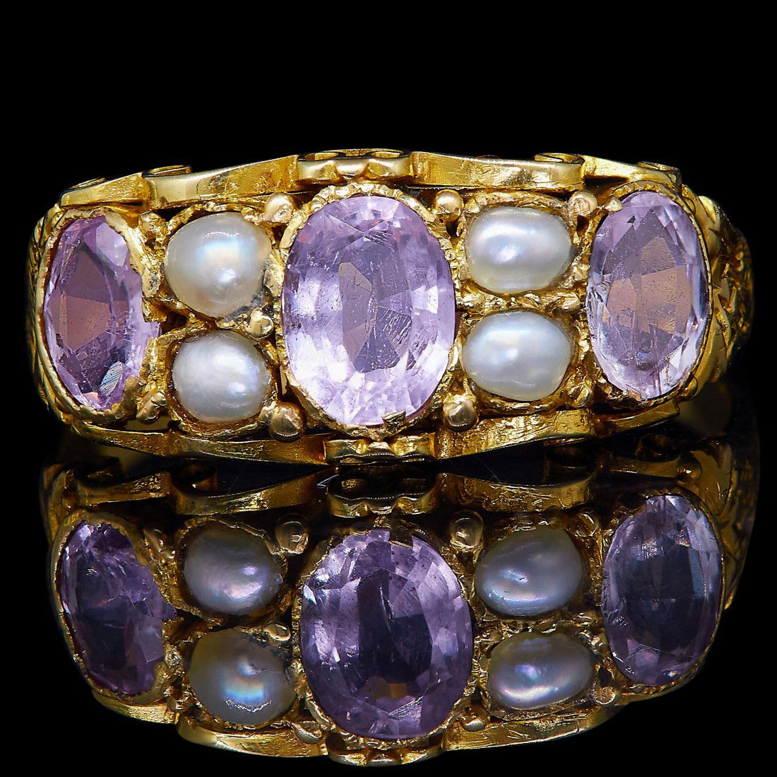 NO RESERVE, ANTIQUE PINK TOPAZ AND PEARL RING (1 of 1)