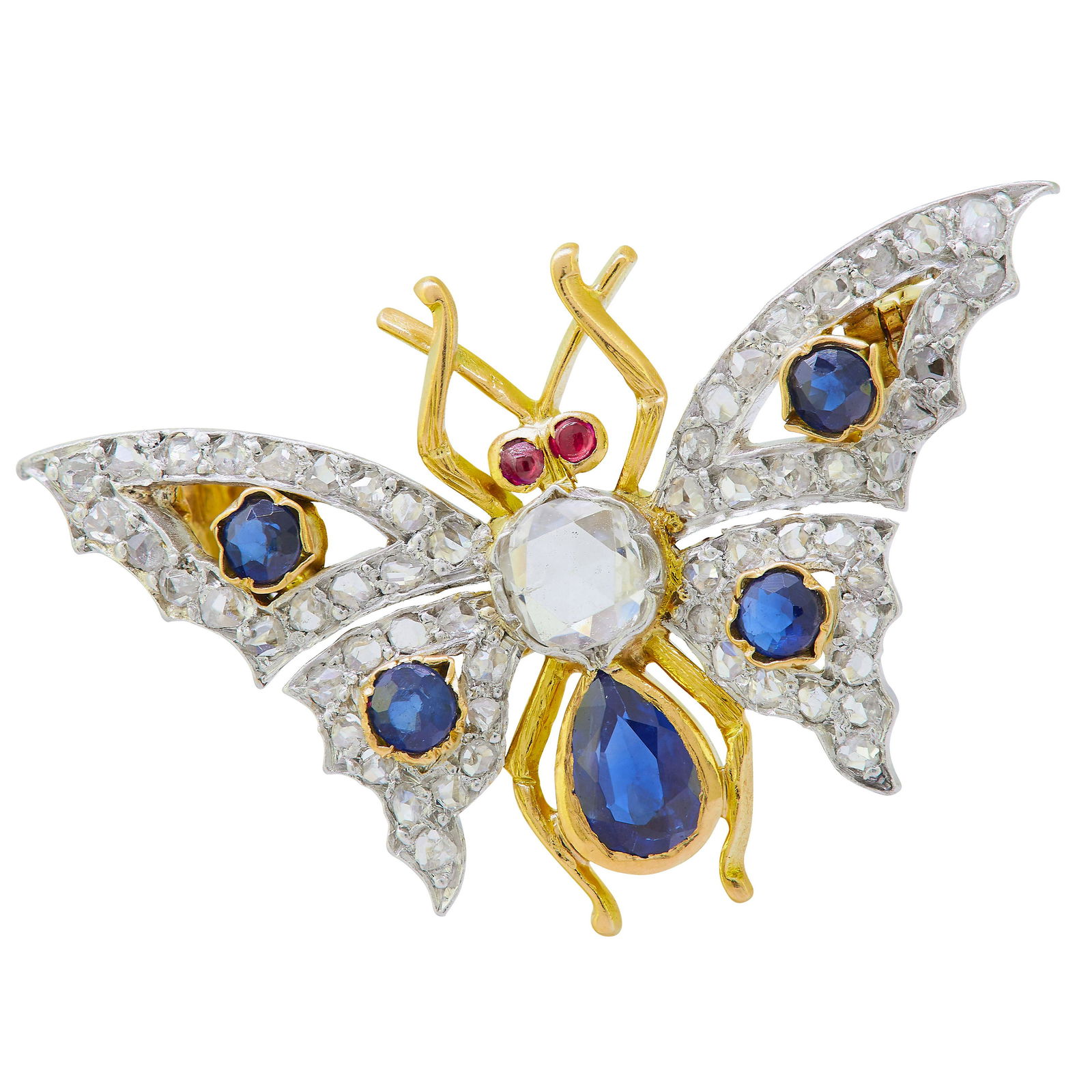 DIAMOND SAPPHIRE AND RUBY BUTTERFLY BROOCH (1 of 1)