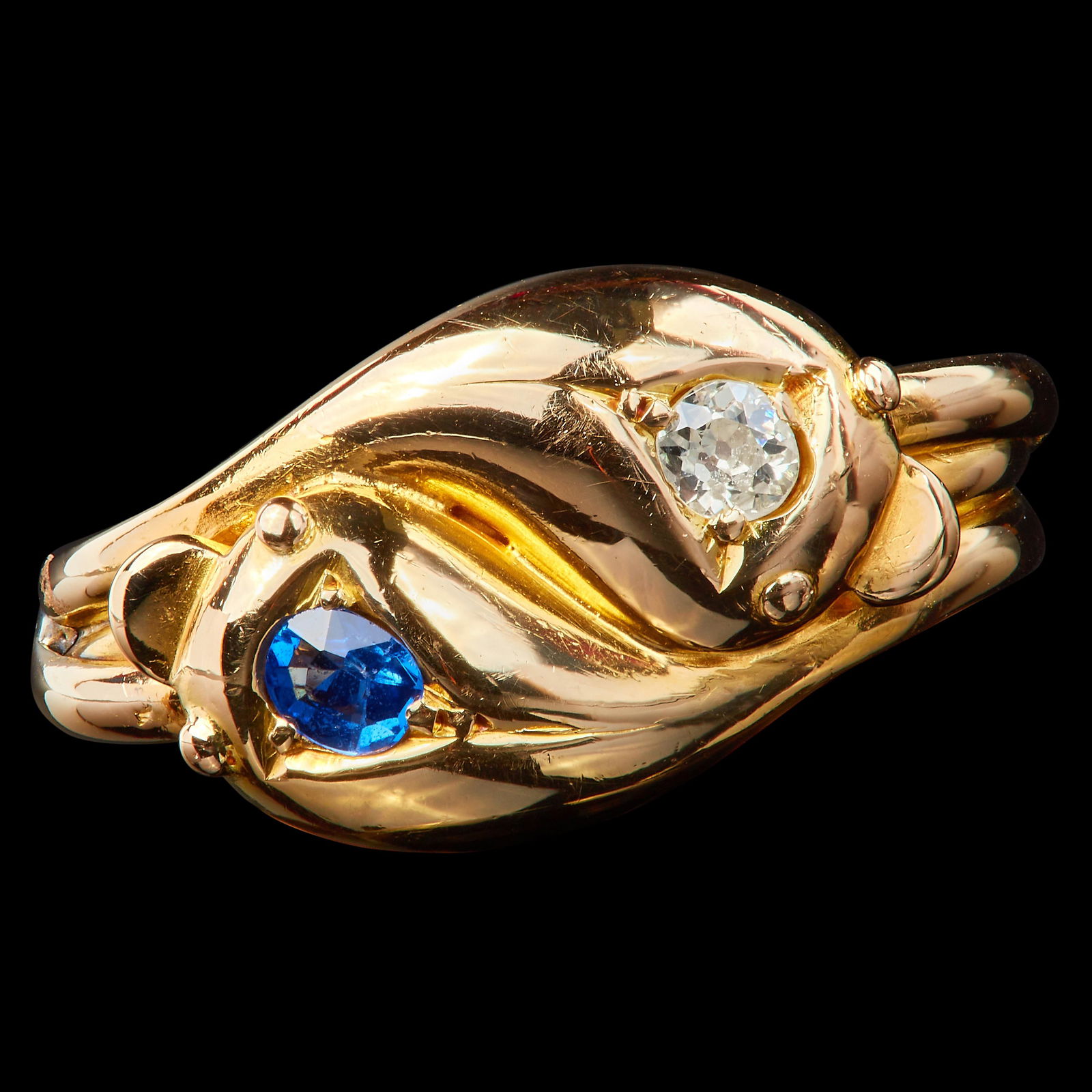 SAPPHIRE AND DIAMOND DOUBLE SNAKE TWIST RING (1 of 1)