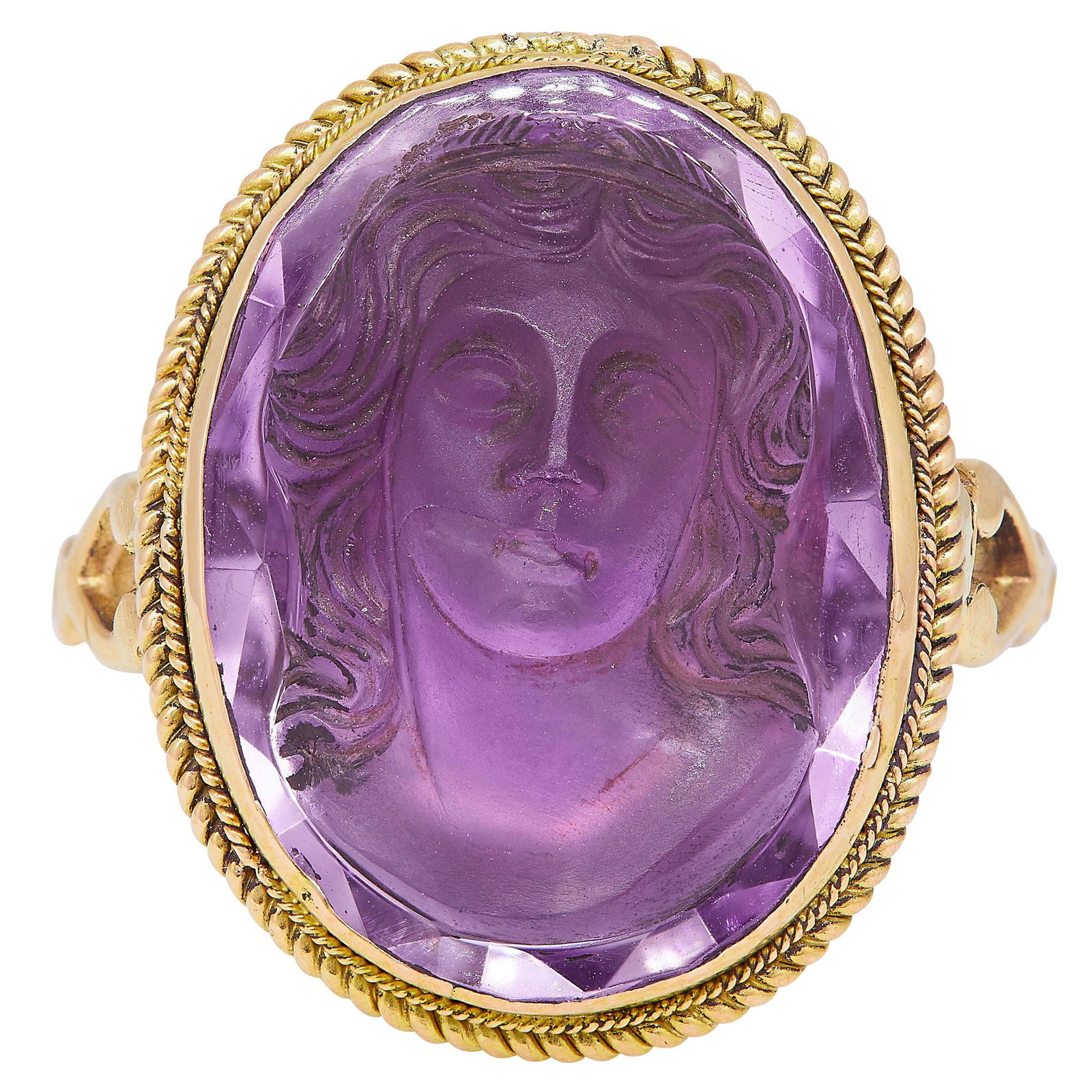RARE ANTIQUE AMETHYST CAMEO RING (1 of 1)