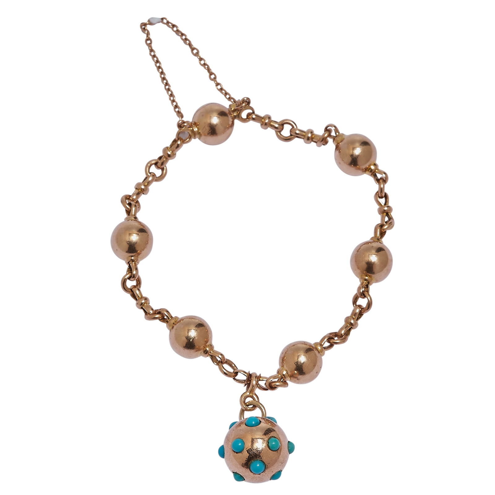 GOLD AND TURQUOISE BALL BRACELET (1 of 2)