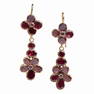 PAIR OF ANTQUE GARNET FLORAL CLUSTER DROP EARRINGS